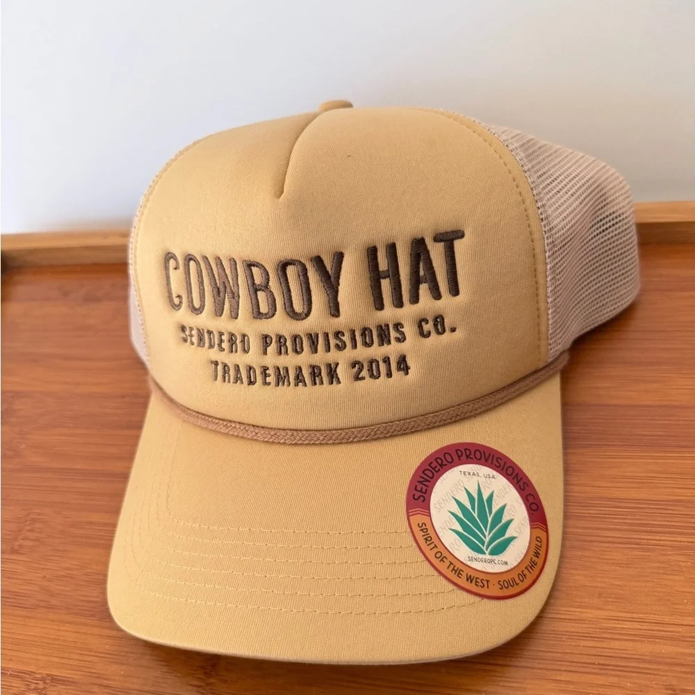 Free People Cowboy Trucker Hat by Senderos Provisions Co.Tan/Cream - Picture 6 of 13